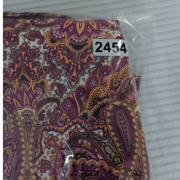 212 Collection Button Up Blouse Womens Extra Small Purple Paisley Stretch Casual - Picture 15 of 15